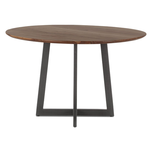 Salerno 48" Round Dining in Smoked Acacia and Iron