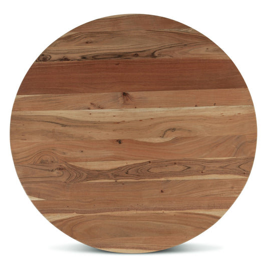 Salerno 48" Round Dining in Smoked Acacia and Iron
