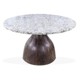 Solomon 54" Round Dining Table with Alaska White Marble and Blackwash Mango Base
