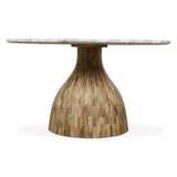 Solomon 54" Round Dining Table with Capri Beige Marble and Natural Mango Base