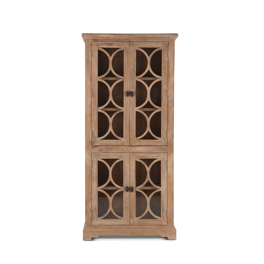 San Rafael 38" Tall Glass Cabinet in Antique Oak