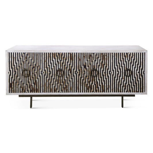 Taara 72" Sideboard with Horn and Wood Inlay on Metal Base