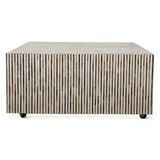 Taara 40" Square Coffee Table with Wood and Horn Inlay