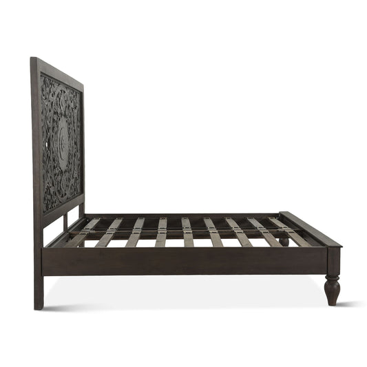 Taj King Bed in Hand Carved Vintage Brown