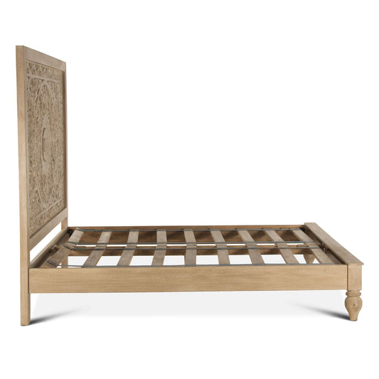 Taj King Bed in Hand Carved Whitewash