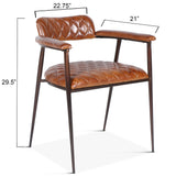 Wellington 23" Dining Armchair in Diamond Leather and Iron