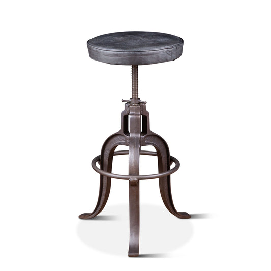 Wellington 13" Adjustable Stool in Black Top Grain Leather