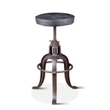 Wellington 13" Adjustable Stool in Black Top Grain Leather