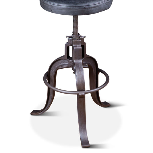 Wellington 13" Adjustable Stool in Black Top Grain Leather