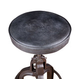 Wellington 13" Adjustable Stool in Black Top Grain Leather