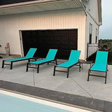 PURPLE LEAF Patio Chaise Lounge Textilene Pool with Wheels Sunbathing Chair for Outdoor, Beach, Yard, Side Table Included