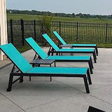 PURPLE LEAF Patio Chaise Lounge Textilene Pool with Wheels Sunbathing Chair for Outdoor, Beach, Yard, Side Table Included