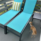 PURPLE LEAF Patio Chaise Lounge Textilene Pool with Wheels Sunbathing Chair for Outdoor, Beach, Yard, Side Table Included