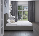 Felix Mid Century Modern Bed with Curved Headboard and Espresso Legs for Stylish Comfort and Elegance