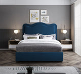 Felix Mid Century Modern Bed with Curved Headboard and Espresso Legs for Stylish Comfort and Elegance