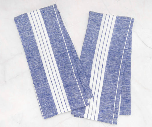 Blue Striped Linen Tea Towels