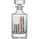 Firefighter Tactical Red Tattered American Flag Whiskey Decanter Gift Set