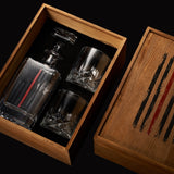 Firefighter Tactical Red Tattered American Flag Whiskey Decanter Gift Set