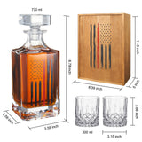 Firefighter Tactical Red Tattered American Flag Whiskey Decanter Gift Set