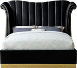 Flora Velvet Bed - Luxurious Upholstered Design with Gold Accents & Channel Tufted Headboard, Regal Style