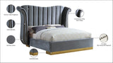 Flora Velvet Bed - Luxurious Upholstered Design with Gold Accents & Channel Tufted Headboard, Regal Style