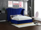 Flora Velvet Bed - Luxurious Upholstered Design with Gold Accents & Channel Tufted Headboard, Regal Style