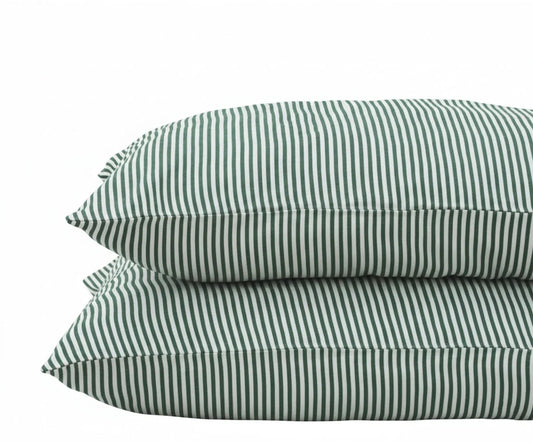 Striped Pillowcases - Forest Green