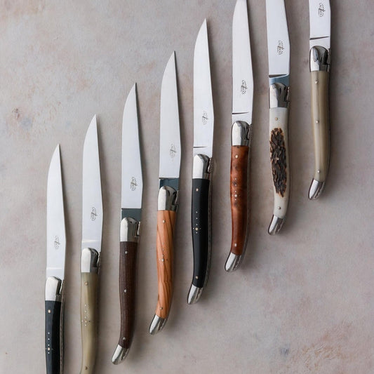 Forge de  Laguiole 2 Piece Steak Knife Set Elk Stag Handle