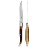 Forge de  Laguiole 2 Piece Steak Knife Set Oak Barrel Wood Handle Satin Finish