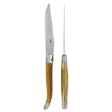 Forge de  Laguiole 2 Piece Steak Knife Set Pistachio Handle Satin Finish