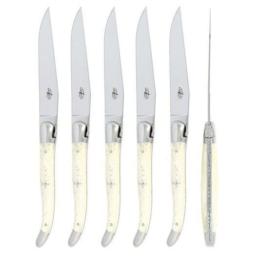 Forge de  Laguiole 6 Piece Steak Knife Set Bone Handle