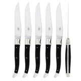 Forge de  Laguiole 6 Piece Steak Knife Set Dark Horn Tip