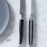 Forge de  Laguiole 6 Piece Steak Knife Set Ebony Wood Satin Finish