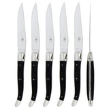 Forge de  Laguiole 6 Piece Steak Knife Set Ebony Wood Satin Finish