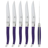 Forge de  Laguiole 6 Piece Steak Knife Set Fabric Series Purple