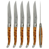 Forge de  Laguiole 6 Piece Steak Knife Set Juniper Handle Satin Finish