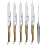 Forge de  Laguiole 6 Piece Steak Knife Set Light Horn Tip