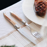 Forge de  Laguiole 6 Piece Steak Knife Set Olive Wood Satin Finish