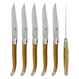 Forge de  Laguiole 6 Piece Steak Knife Set Pistachio Wood Satin Finish