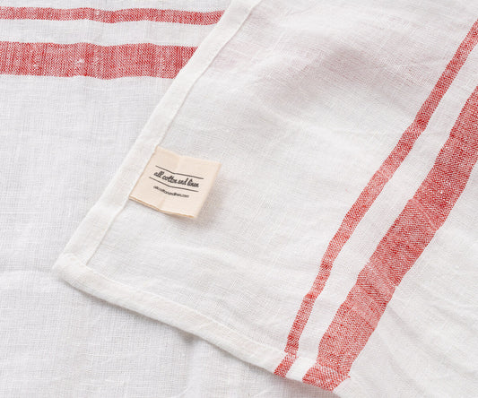Red French Linen Tea Towels - Set of 2