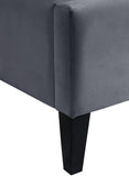 Fritz Velvet Bed - Elegant Contemporary Wingback Design with Dramatic Tufted Headboard & Nailheads