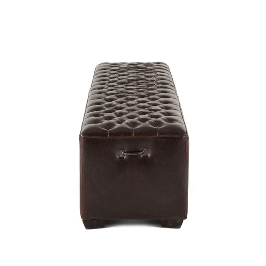 D'Orsay 79" Upholstered Bench in Brown Leather