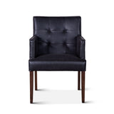Madison 24" Dining Armchair in Black Eco Leather with Dark Legs