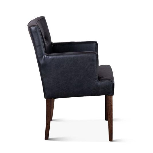 Madison 24" Dining Armchair in Black Eco Leather with Dark Legs