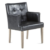 Madison 24" Dining Armchair in Black Eco Leather with Light Legs