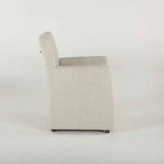 Peabody 25" Wheeled Armchair in Beige Linen