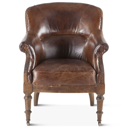 Shakespeare 28" Deconstructed Accent Chair in Vintage Cigar Leather