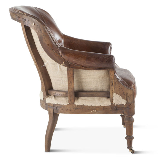 Shakespeare 28" Deconstructed Accent Chair in Vintage Cigar Leather