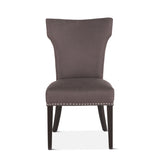 Rebecca 22" Upholstered Dining Chair in Charcoal Gray Linen with Vintage Java Legs