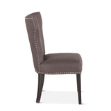 Rebecca 22" Upholstered Dining Chair in Charcoal Gray Linen with Vintage Java Legs